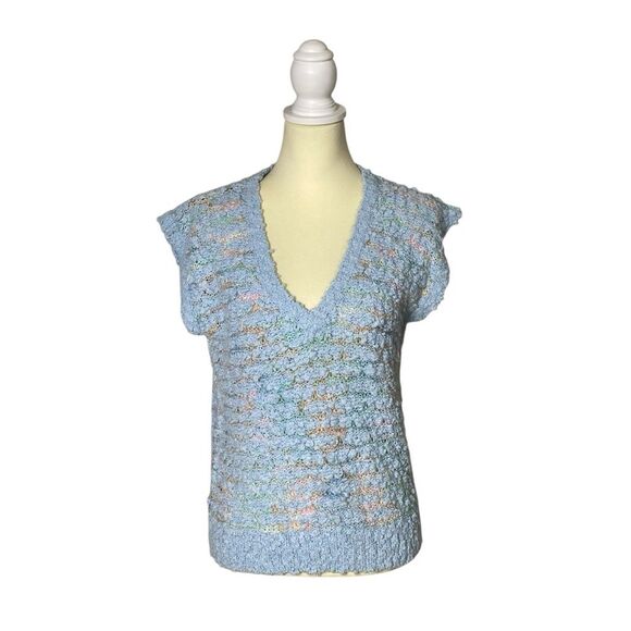Vintage Emily's Closet Handmade Chunky Pastel Knit Lightweight Sweater Vest LRG - Picture 1 of 16